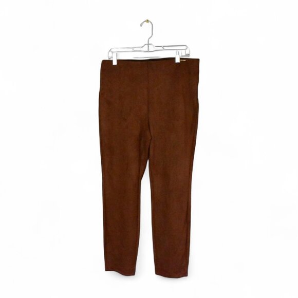 T Tahari Faux Leather Suede Pull on Tummy Control Fall Pants Size M - Picture 2 of 10